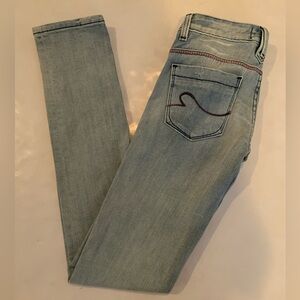 Rerock For Express Skinny Light Blue Denim Jeans Distressed Size 2